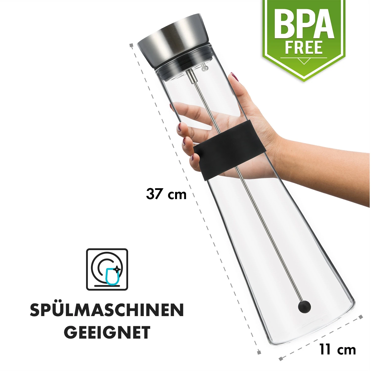 Sile Karaffe 1,6 Liter Borosilikatglas Fruchtspieß Mit Stopper 7 Sile Karaffe 1,6 Liter Borosilikatglas Fruchtspieß Mit Stopper – Bild 7
