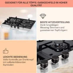 Alchemist 3 Gaskochfeld 3-flammig Aluminium-Brenner Glaskeramik -Klarstein 10037804 de 0004 usp