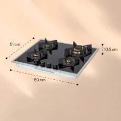 Goldflame Domino 4 Prime Gaskochfeld 4-flammig Messing-Brenner Glaskeramik -Klarstein 10037807 yy 0007 logo