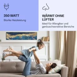 Wonderwall Air Art Smart Infrarotheizung Blauer Marmor 120x30cm 350W -Klarstein 10037849 de 0005 logo