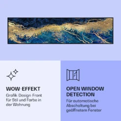 Wonderwall Air Art Smart Infrarotheizung Blauer Marmor 120x30cm 350W -Klarstein 10037849 de 0006 logo