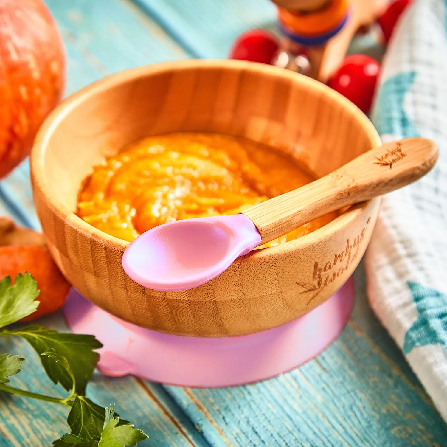 Kindergeschirr Mit Bambusschale Und Löffel 400 Ml Inkl. Saugnapf Ø: 13,7 Cm 2 Kindergeschirr Mit Bambusschale Und Löffel 400 Ml Inkl. Saugnapf Ø: 13,7 Cm – Bild 2