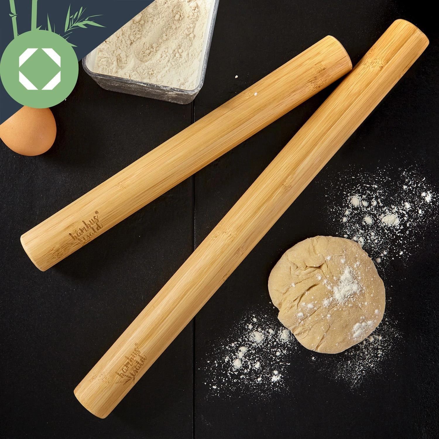 Teigroller 2er-Set 100 % Bambus 30/40 X 3,3 Cm (LxØ) Glatt Bambus 4 Teigroller 2er-Set 100 % Bambus 30/40 X 3,3 Cm (LxØ) Glatt Bambus – Bild 4