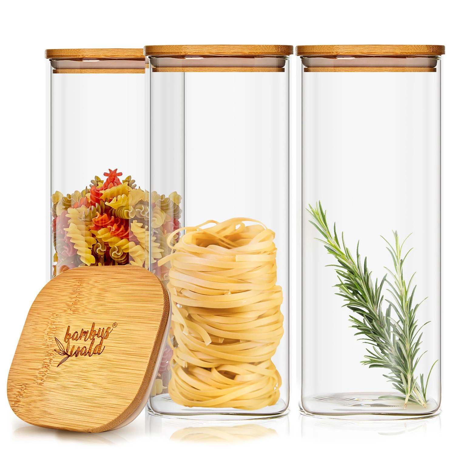 Eckiges Glas Mit Bambusdeckel Luftdicht Mit Silikonring 10x20,5x10 Cm 3x 1500 Ml 1 Eckiges Glas Mit Bambusdeckel Luftdicht Mit Silikonring 10x20,5x10 Cm 3x 1500 Ml