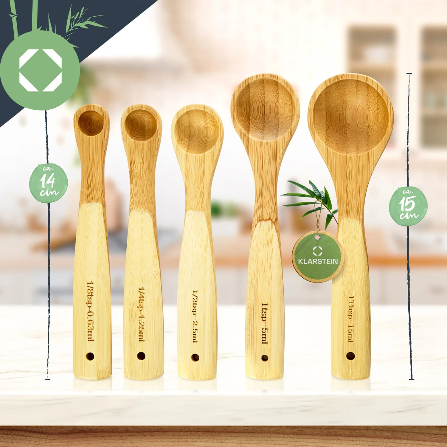 Messlöffel-Set Back- Und Kochbesteck Ideales Abmessen 5er-Set Bambus 7 Messlöffel-Set Back- Und Kochbesteck Ideales Abmessen 5er-Set Bambus – Bild 7