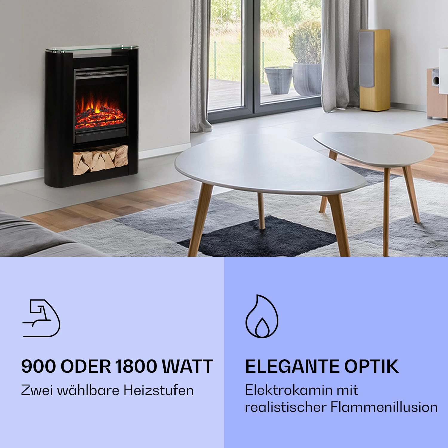 Studio 5 Arc Elektrokamin 1800 W LED-Flammen Heizlüfter Fernbedienung 2 Studio 5 Arc Elektrokamin 1800 W LED-Flammen Heizlüfter Fernbedienung – Bild 2