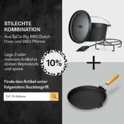 Galloway Dutch Oven 9.0 BBQ-Topf Gusseisen Größe L / 9 Qt -Klarstein 10038582 de 0007 usp