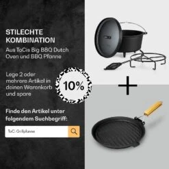 Galloway Dutch Oven 6.0 BBQ-Topf Gusseisen Standfüße Größe M / 6 Qt -Klarstein 10038585 de 0007 usp