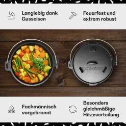 Guernsey Premium Dutch Oven 4.5 BBQ-Topf Gusseisen Größe S / 4.5 Qt -Klarstein 10038641 de 0003 usp