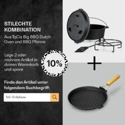 Guernsey Premium Dutch Oven 4.5 BBQ-Topf Gusseisen Größe S / 4.5 Qt -Klarstein 10038641 de 0007 usp