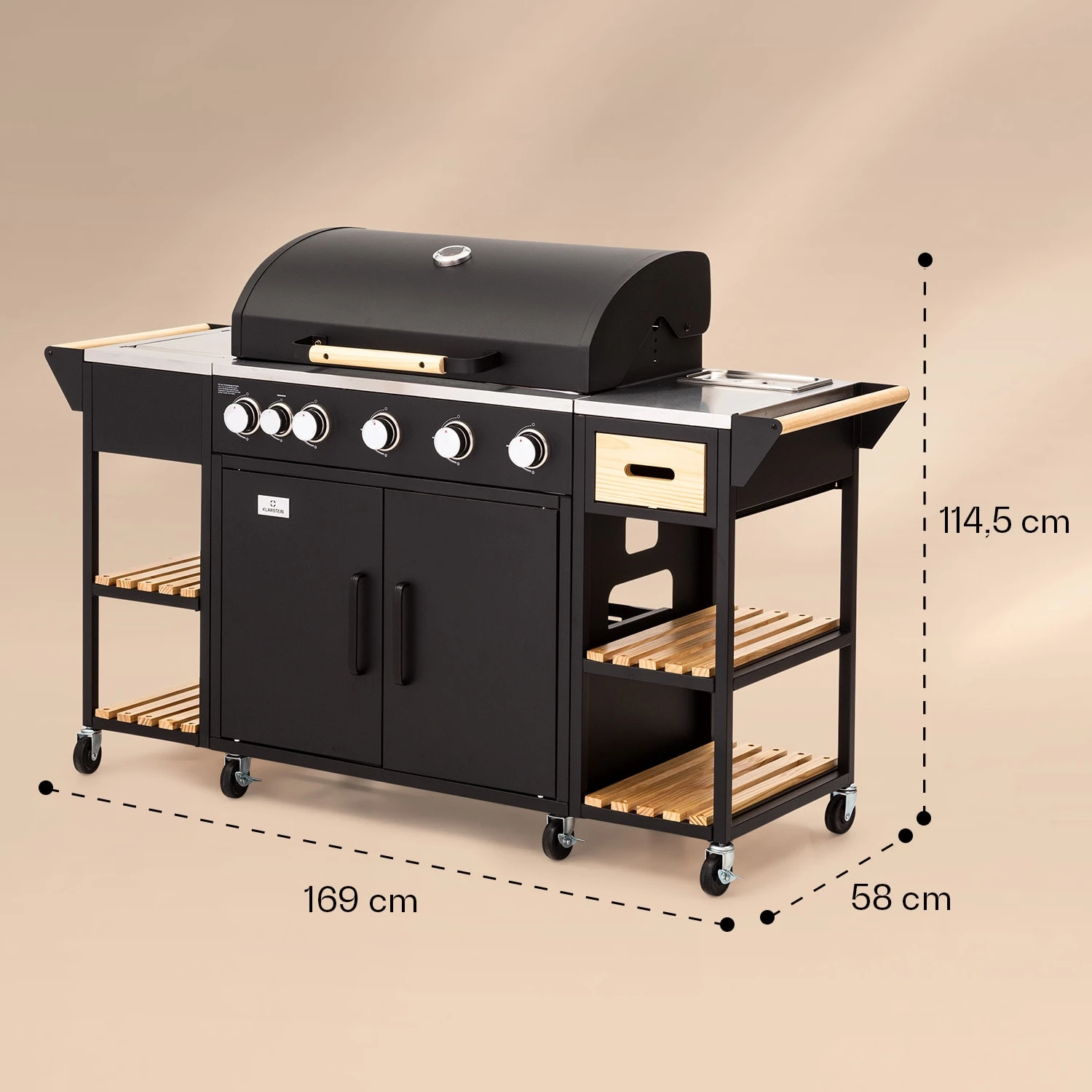 Jersey Outdoor Kitchen Gasgrill 20,7 KW 5+1 Brenner Mobil Regenschutz 8 Jersey Outdoor Kitchen Gasgrill 20,7 KW 5+1 Brenner Mobil Regenschutz – Bild 8