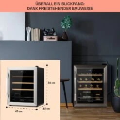 Vinamour 16 Uno Weinkühlschrank 16Fl./42l 5-18°C 41dB Glas -Klarstein 10039897 de 0006 usp