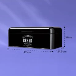 Delaware Brotkasten Metall 42 X 16 X 24,5 Cm Klappdeckel Lüftungslöcher -Klarstein 10039909 yy 0006 dimensions