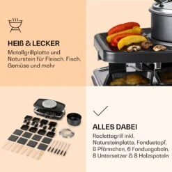 Entrecote 2-in-1 Raclette-Grill & Fondue Naturstein 1100W 8 Personen -Klarstein 10039922 de 0005 logo