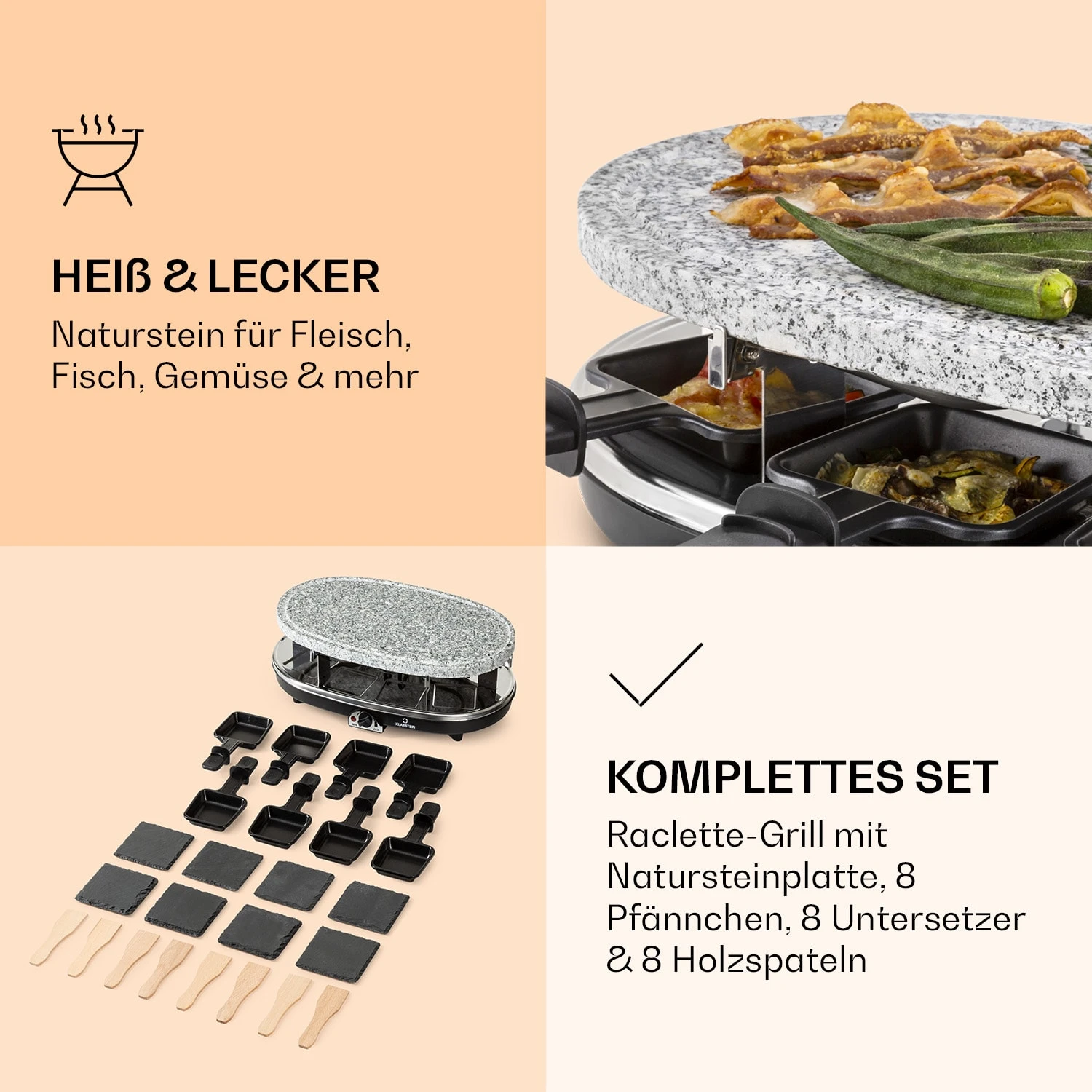 Steaklette Raclette Raclette-Grill Mit Zubehör Für 8 Personen 4 Steaklette Raclette Raclette-Grill Mit Zubehör Für 8 Personen – Bild 4