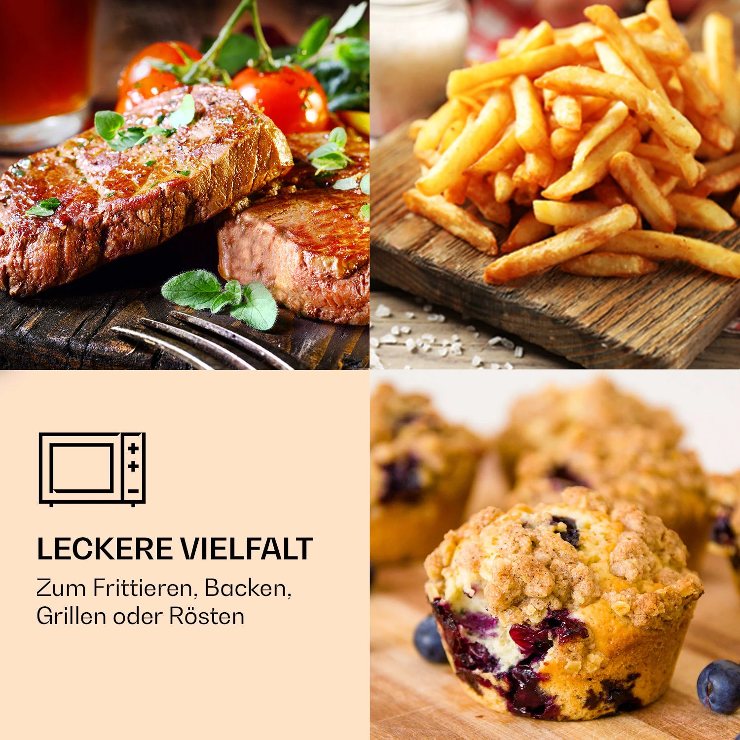 Prime Air Heißluftfritteuse 1500W 23l Timer 8 Programme 2 Prime Air Heißluftfritteuse 1500W 23l Timer 8 Programme – Bild 2