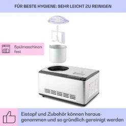 Dolce Bacio Smart Eiscremebereiter Yogurtmaker Kompressor 2 Liter WiFi Touch Edelstahl -Klarstein 10040048 de 0005 logo