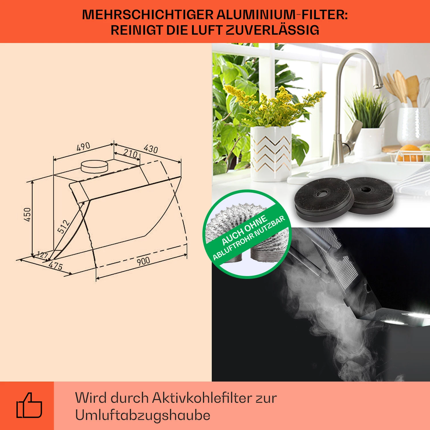 Clara 90 Dunstabzugshaube Glas 509 M³/h Touch Ambiente-Licht 5 Clara 90 Dunstabzugshaube Glas 509 M³/h Touch Ambiente-Licht – Bild 5