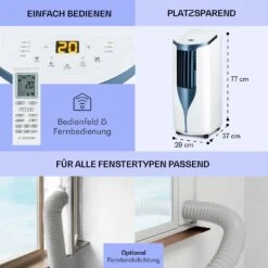 New Breeze 7 Mobile Klimaanlage 7000BTU 2,1kW Bis 34m² EEC A Mobil Fernbedienung -Klarstein 10040153 de 0006 usp