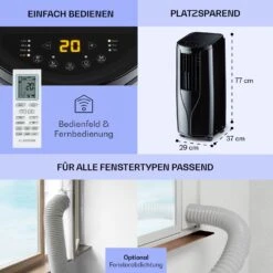 New Breeze 9 Mobile Klimaanlage 4-in-1 9.000 BTU / 2,6 KW EEK A Bodenrollen Timer -Klarstein 10040154 de 0006 usp