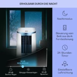 New Breeze 9 Mobile Klimaanlage 4-in-1 9.000 BTU / 2,6 KW EEK A Bodenrollen Timer -Klarstein 10040155 de 0004 usp
