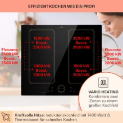 Victoria 4 Flex Induktionskochfeld Einbau 7000W 2 Flexzonen Timer -Klarstein 10040201 de 0003 usp