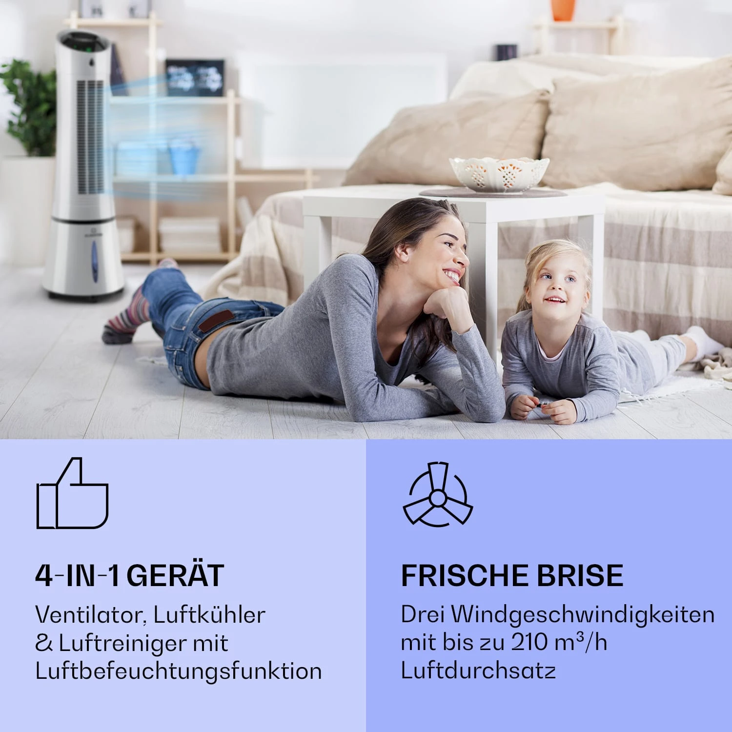 Skyscraper Ice Smart 4-in-1 Luftkühler & Ventilator WiFi 210m³/h Fernbedienung 2 Skyscraper Ice Smart 4-in-1 Luftkühler & Ventilator WiFi 210m³/h Fernbedienung – Bild 2