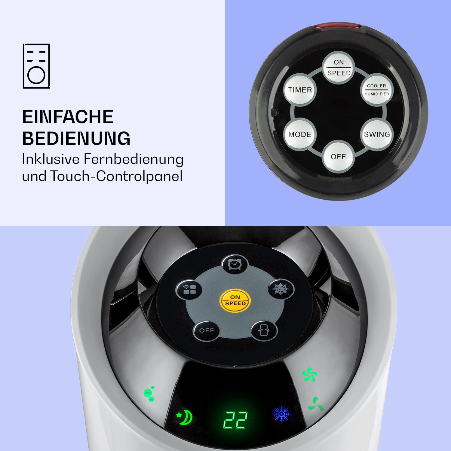 Skyscraper Ice Smart 4-in-1 Luftkühler & Ventilator WiFi 210m³/h Fernbedienung 4 Skyscraper Ice Smart 4-in-1 Luftkühler & Ventilator WiFi 210m³/h Fernbedienung – Bild 4