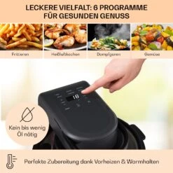 Vendure Heißluftfritteuse Mit Dampffunktion 1250W 5 Liter 6 Programme 10 Vendure Heißluftfritteuse Mit Dampffunktion 1250W 5 Liter 6 Programme -Klarstein 10040278 de 0004 usp