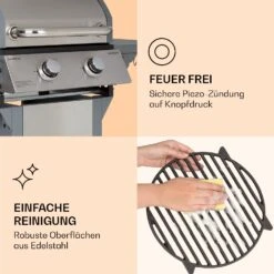Lucifer 2 Gasgrill 2 X 3,6 KW Brenner 45x45cm Grill Edelstahl Mobil 14 Lucifer 2 Gasgrill 2 X 3,6 KW Brenner 45x45cm Grill Edelstahl Mobil -Klarstein 10040279 de 0007 logo