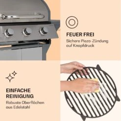 Lucifer 3 Gasgrill 3 X 3,6 KW Brenner 60x45cm Grill Edelstahl Mobil 14 Lucifer 3 Gasgrill 3 X 3,6 KW Brenner 60x45cm Grill Edelstahl Mobil -Klarstein 10040280 de 0007 logo