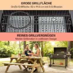 Aberdeen Double Holzkohlegrill Smoker Thermometer 2 Seitentische Mobil -Klarstein 10040293 de 0004 usp