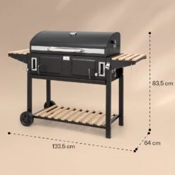 Aberdeen Double Holzkohlegrill Smoker Thermometer 2 Seitentische Mobil -Klarstein 10040293 yy 0011 dimensions