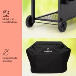 Aberdeen Kombi-Grill Gas Kohle Smoker Thermometer 2 Seitentische Mobil -Klarstein 10040294 de 0008 usp