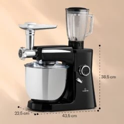 Renata Rossa Küchenmaschine 3-in-1 2000W 2,7PS 5Ltr Edelstahl BPA-frei -Klarstein 10040500 yy 0008 dimensions