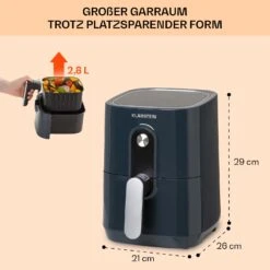 Crisp-Pro Heißluftfritteuse Air Fryer 1400W 2,8 Ltr Timer Edelstahl 11 Crisp-Pro Heißluftfritteuse Air Fryer 1400W 2,8 Ltr Timer Edelstahl -Klarstein 10040698 de 0006 usp