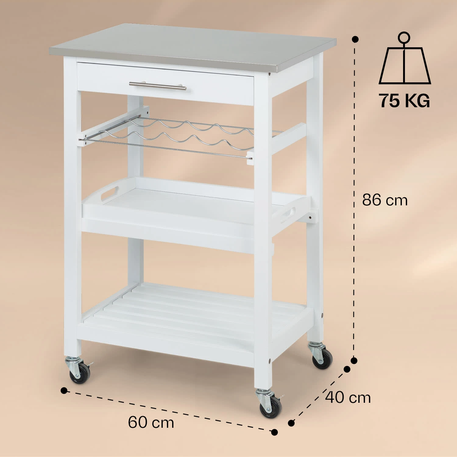 Vermont Servierwagen Küchenwagen 5 Etagen Holz Edelstahl Mobil 7 Vermont Servierwagen Küchenwagen 5 Etagen Holz Edelstahl Mobil – Bild 7