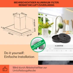 Alinea 60 Dunstabzugshaube 60cm Wandhaube WiFi A++ 500m³/h Touch -Klarstein 10041173 de 0005 usp