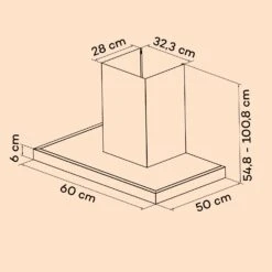 Alinea 60 Dunstabzugshaube 60cm Wandhaube WiFi A++ 500m³/h Touch -Klarstein 10041173 yy 0011 dimensions
