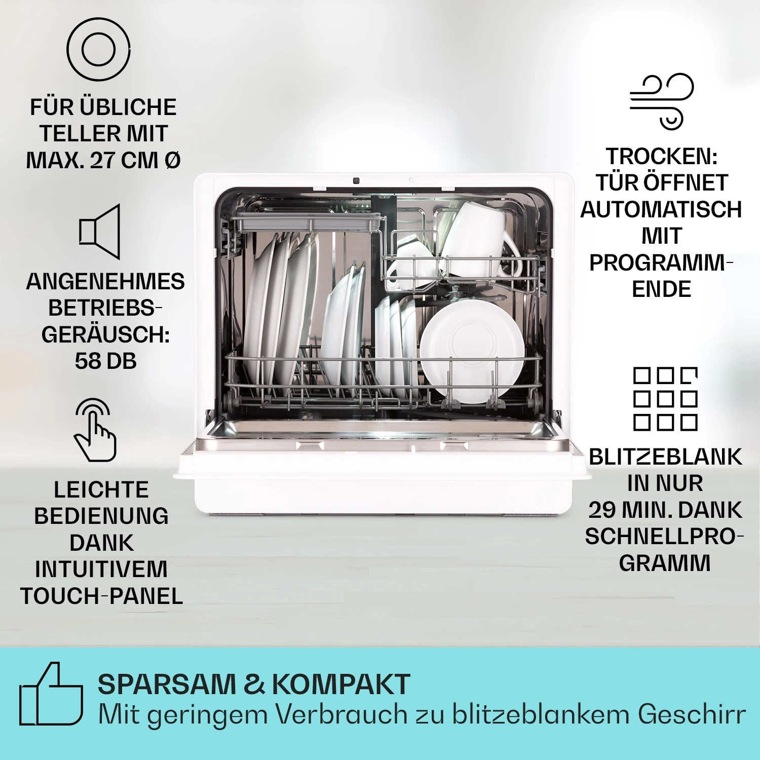 Emerald 5 Slim Geschirrspüler Freistehend 7 Programme Touch-Control 2 Emerald 5 Slim Geschirrspüler Freistehend 7 Programme Touch-Control – Bild 2