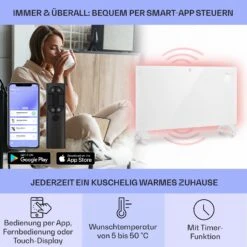 Bansin Crystal Smart Konvektions-Heizgerät 1500W 5 - 50 °C App-Steuerung -Klarstein 10041210 de 0003 usp
