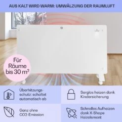 Bansin Crystal Smart Konvektions-Heizgerät 1500W 5 - 50 °C App-Steuerung -Klarstein 10041210 de 0004 usp