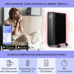 Sanford Smart Ölradiator 2500 W Leistung Wochentimer LED-Display Touch-Panel Klarstein-App 8 Sanford Smart Ölradiator 2500 W Leistung Wochentimer LED-Display Touch-Panel Klarstein-App -Klarstein 10041358 de 0003 usp