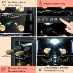 Shiraz 12 Duo Weinkühlschrank 2 Zonen 42L/12 Flaschen 5-12 / 12-18 °C Touch -Klarstein 10041361 de 0005 usp