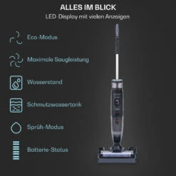 Caswell Plus Nass-/Trockensauger Kabellos Akkubetrieben LED-Display -Klarstein 10041383 de 0005 usp