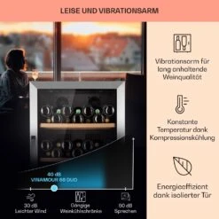 Vinamour 66 Duo Weinkühlschrank 2 Zonen 204 L/79 Flaschen 5-18°C Touch -Klarstein 10041394 de 0004 usp