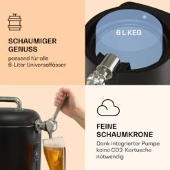 Passau Bierzapfanlage 6 L Universalfässer Druckluftpumpe 3 - 12 °C 65 W -Klarstein 10041520 de 0003 logo