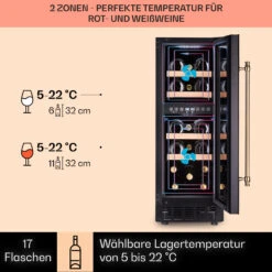 Vinovilla 17 Built-in Duo Vilhelmine Edition Weinkühlschrank 17 Fl. -Klarstein 10041821 de 0003 usp