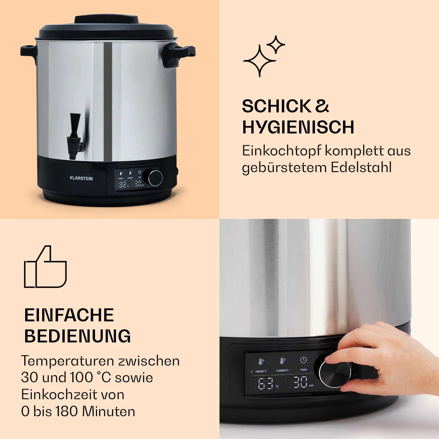 Abbey 25 Einkochautomat Getränkespender 25L 100°C 180min Edelstahl 4 Abbey 25 Einkochautomat Getränkespender 25L 100°C 180min Edelstahl – Bild 4