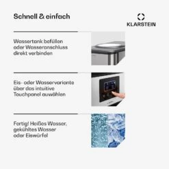 Aqueous Eiswürfelmaschine 3-in-1: Eiswürfel, Wasserspender: Heiß & Kalt 20 Kg/24h 9 Aqueous Eiswürfelmaschine 3-in-1: Eiswürfel, Wasserspender: Heiß & Kalt 20 Kg/24h -Klarstein 10041845 de 0004 usp